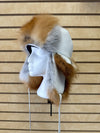 Red Fox & White Leather Trapper Hat