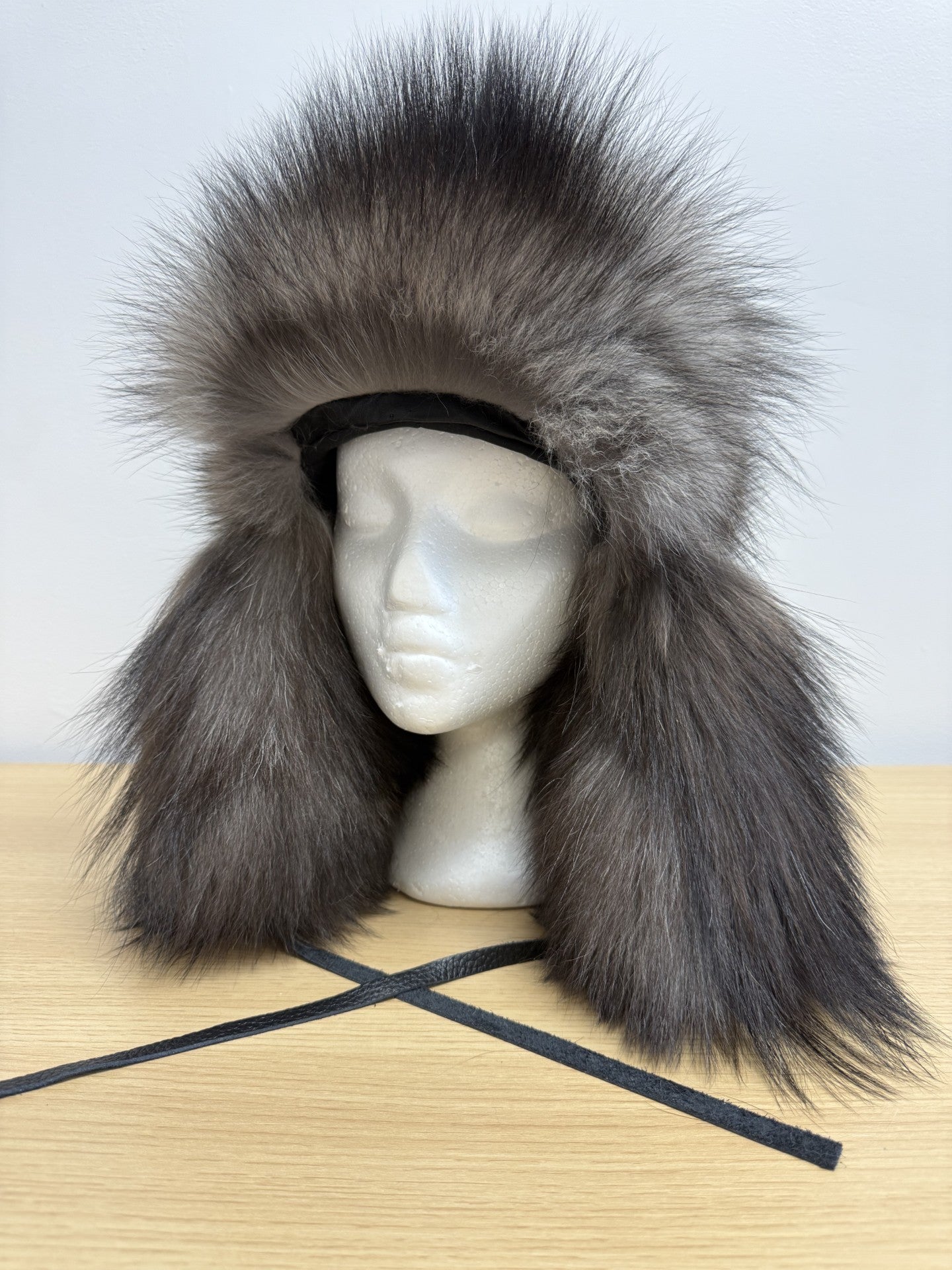 Black Wolf Trapper Style Hat