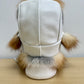 Red Fox & White Leather Trapper Hat